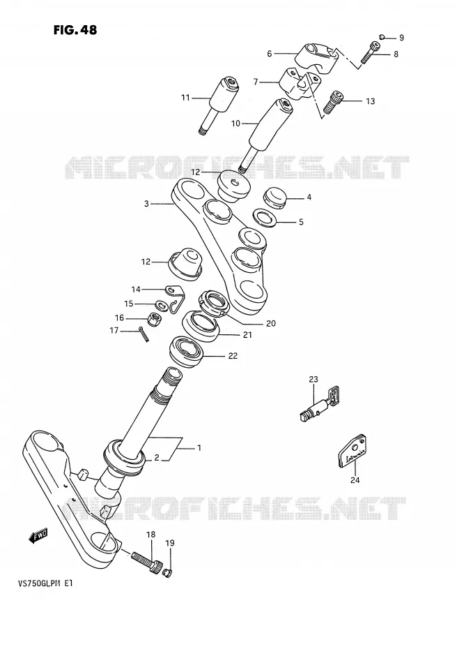 COLONNE DE DIRECTION (MODELE H) Suzuki MOTO 750 INTRUDER 1990  VS750GLPL(E1)