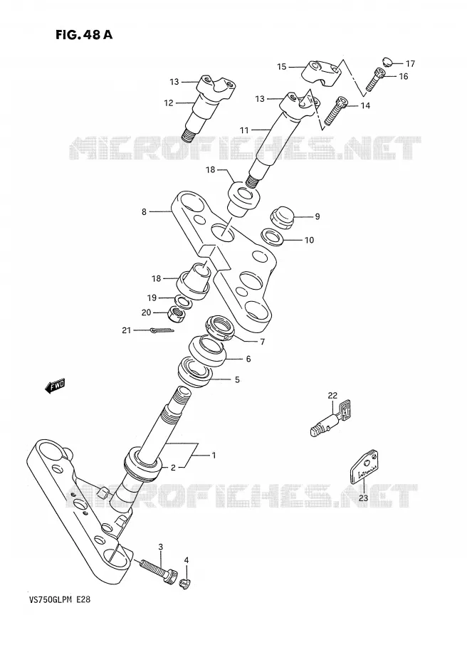 COLONNE DE DIRECTION (MODELE J/K/L/M) Suzuki MOTO 750 INTRUDER 1990  VS750GLPL(E28)