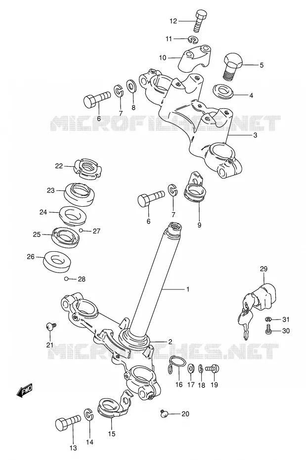 COLONNE DE DIRECTION Suzuki MOTO 50 TS-W 1993  TS50WP(E6)