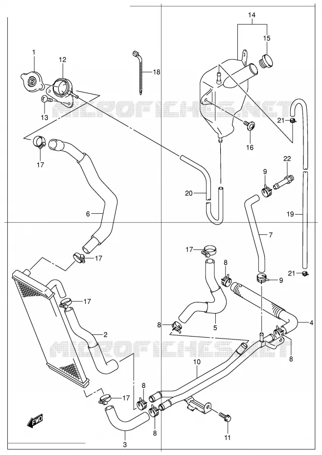 DURITE DE RADIATEUR Suzuki SCOOTER 150 EPICURO 2001  UC150RK1(E34)