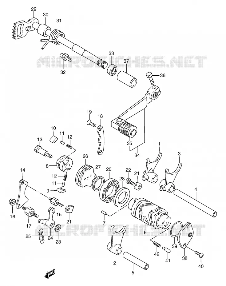 ENSEMBLE DE SELECTION DE VITESSES Suzuki MOTO 125 TS-R 1992  TS125RN(E2)