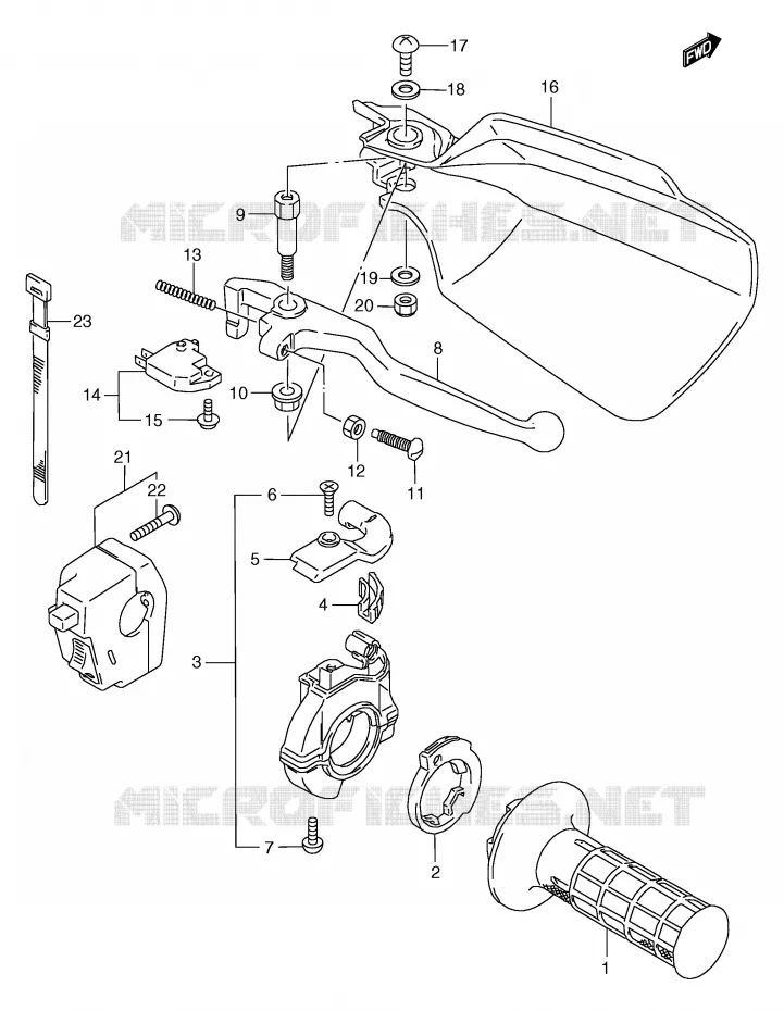 ENSEMBLE LEVIER - COMMODO DROIT Suzuki MOTO 125 TS-R 1989  TS125RK(E2)