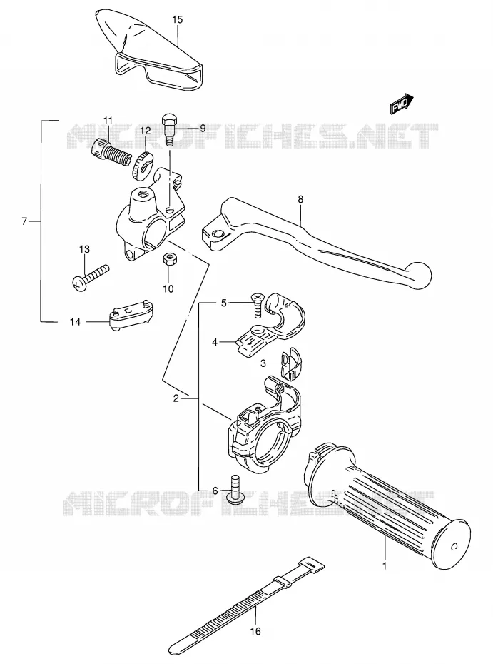 ENSEMBLE LEVIER - COMMODO DROIT Suzuki MOTO 50 TS-W 1995  TS50WS(E6)