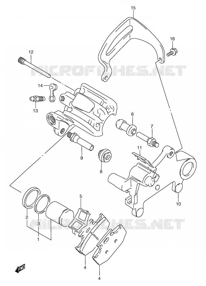 ETRIER DE FREIN ARRIERE (MODELE K) Suzuki MOTO 125 TS-R 1994  TS125RR(E2)
