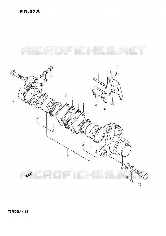 ETRIER DE FREIN AVANT (MODELE H) Suzuki MOTO 750 INTRUDER 1987  VS750GLFH(E1)