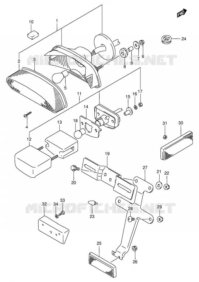 FEU ARRIERE (MODELE P/R) Suzuki MOTO 800 VX 1991  VX800M(E4)