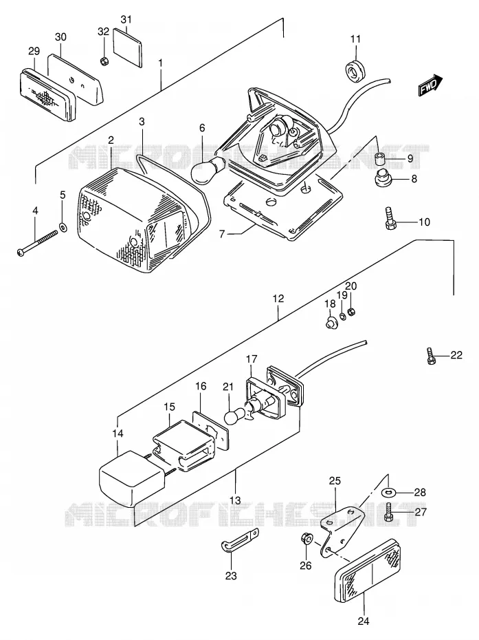 FEU ARRIERE (MODELE S) Suzuki MOTO 800 INTRUDER 1992  VS800GLN(E2)