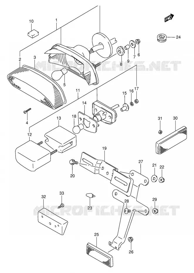 FEU ARRIERE (MODELE T) Suzuki MOTO 800 VX 1992  VX800UN(E4)