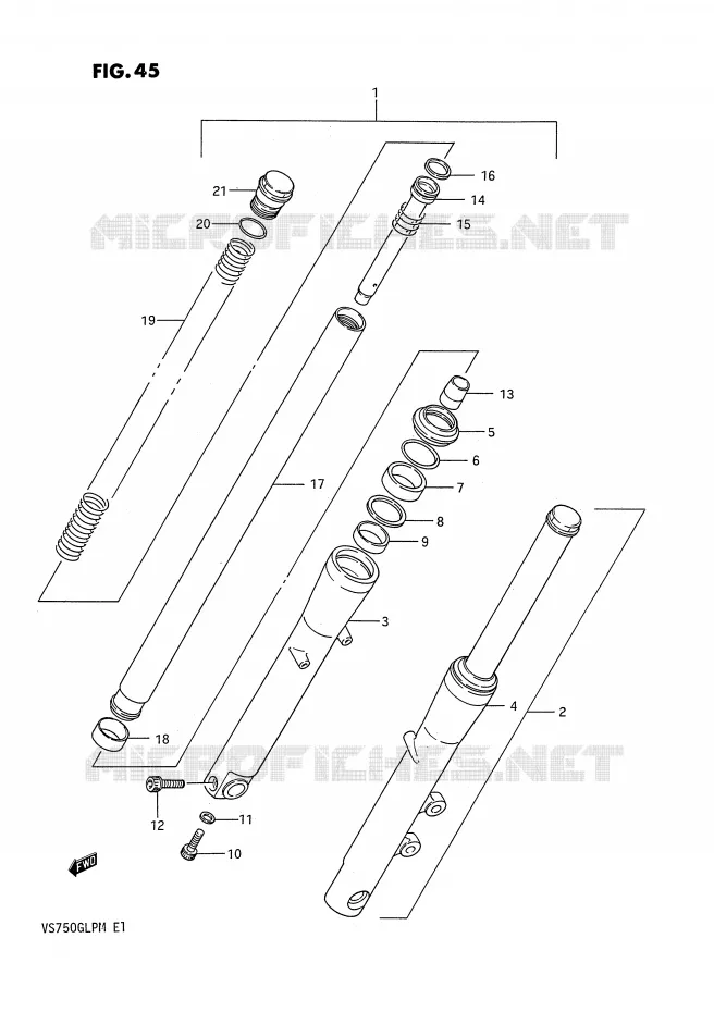 FOURCHE AVANT (MODELE F/G) Suzuki MOTO 750 INTRUDER 1987  VS750GLFH(E1)