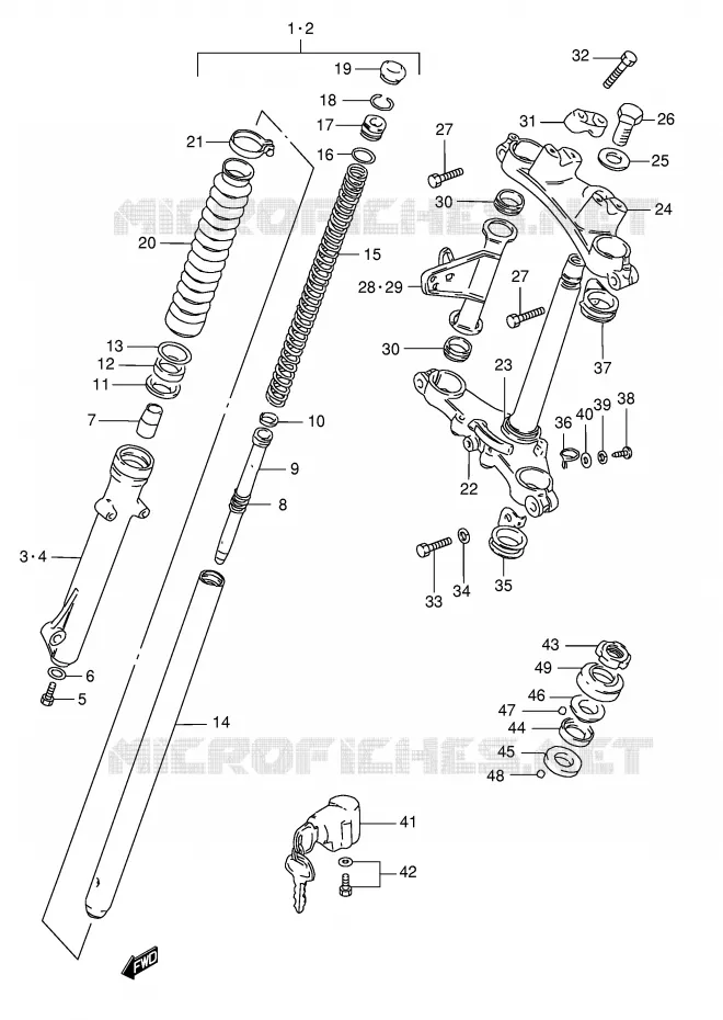 FOURCHE AVANT (MODELE R P31) Suzuki MOTO 125 TS-ER 1990  TS125ERL(E1)