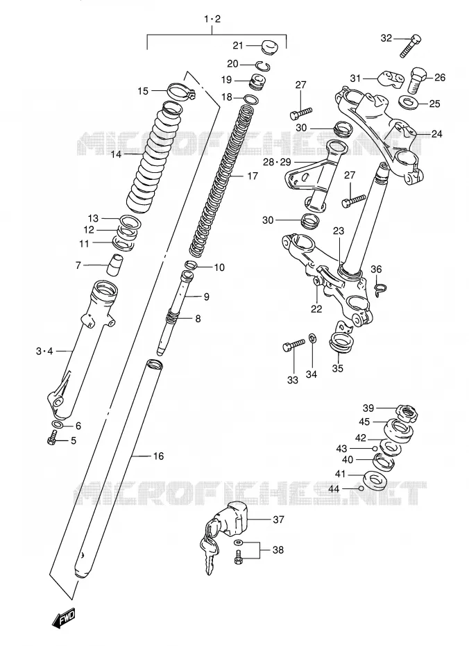 FOURCHE AVANT (MODELE R P9) Suzuki MOTO 125 TS-ER 1990  TS125ERL(E1)