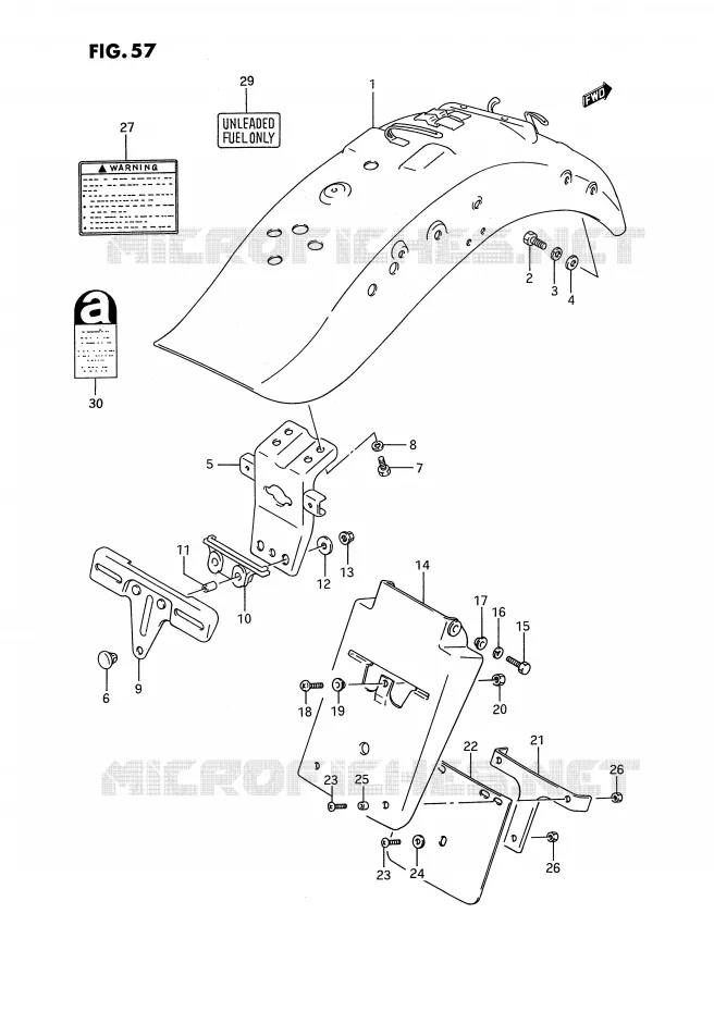 GARDE BOUE ARRIERE (MODELE H/J/K/L/M/N/P/R) Suzuki MOTO 1400 INTRUDER 1992  VS1400GLPN(E2)