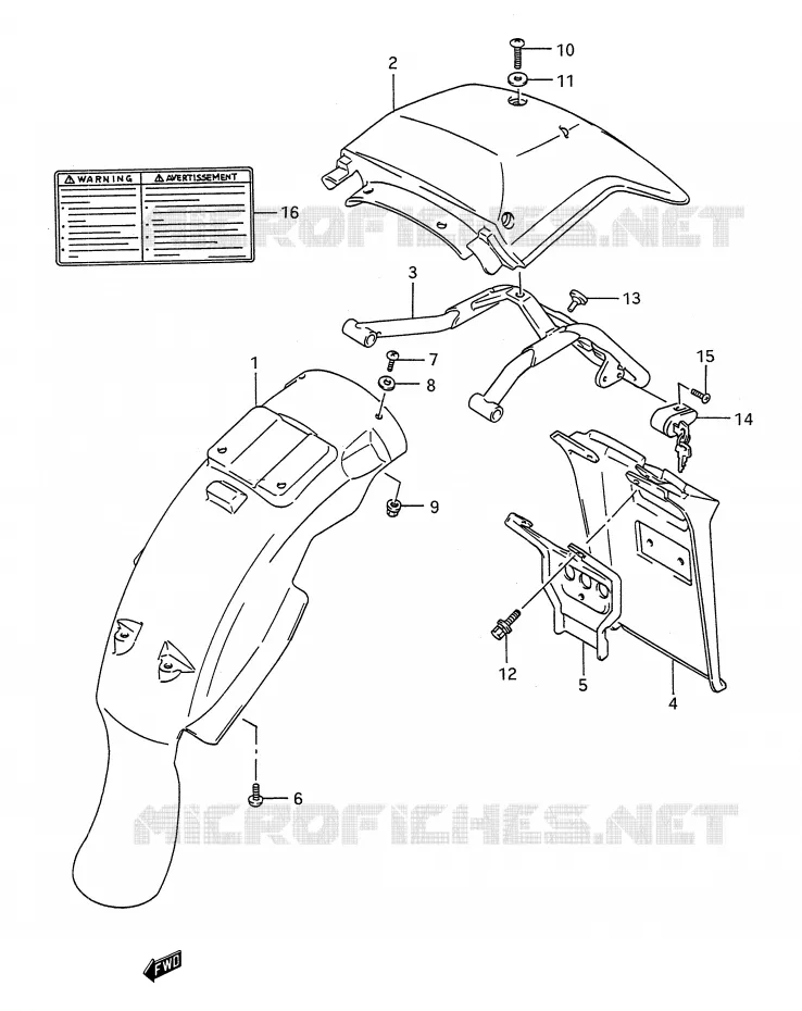 GARDE BOUE ARRIERE Suzuki MOTO 200 TS-R 1991  TS200RM(E28)