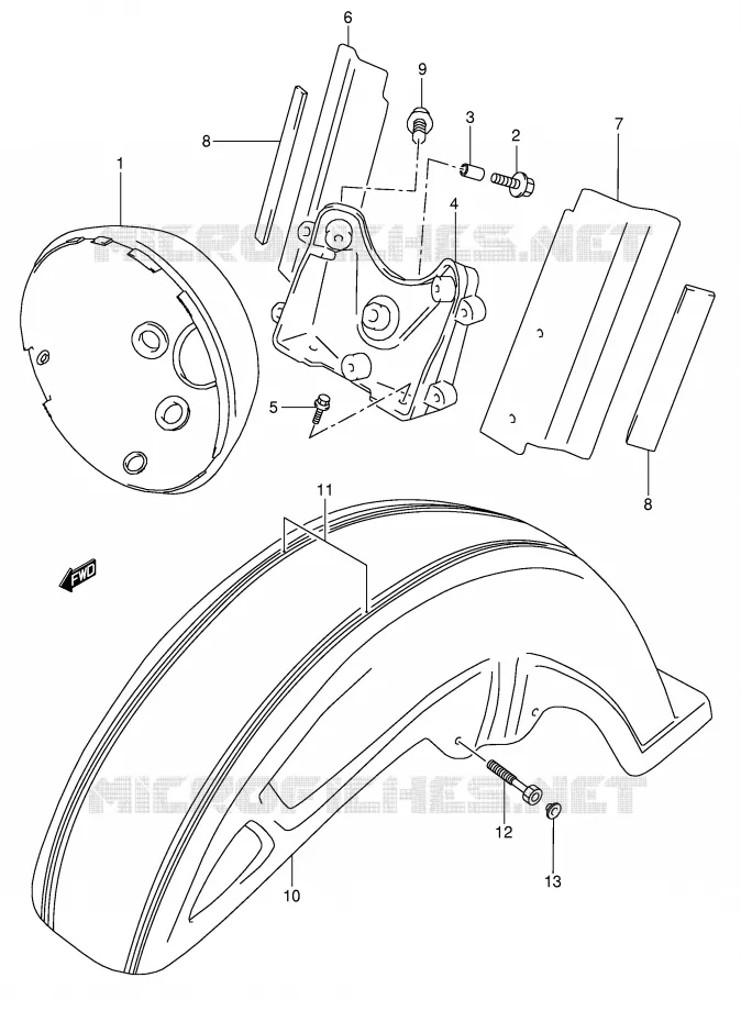 GARDE BOUE AVANT (MODELE Y/K1) Suzuki MOTO 1500 INTRUDER 2002  VL1500K2(E2)