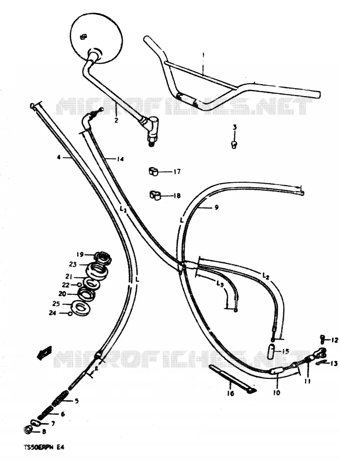 GUIDON - CABLES Suzuki MOTO 50 TS-ER 1979  TS50ERPN(N)