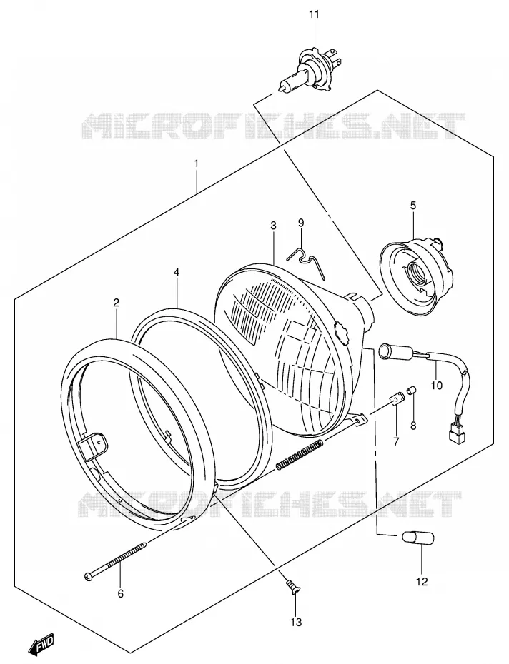 PHARE (MODELE K1/K2/K3/K4 E2,E19) Suzuki MOTO 800 VOLUSIA 2002  VL800K2(E2)