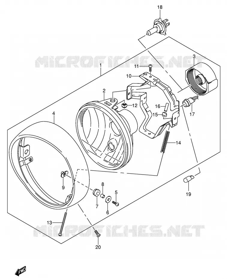 PHARE (MODELE K5 E2,E19) Suzuki MOTO 800 VOLUSIA 2005  VL800ZK5(E2)