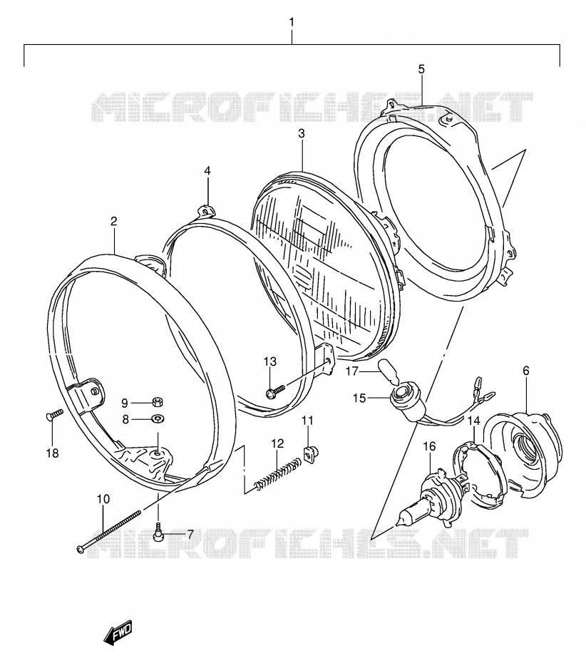 PHARE (MODELE L/M/N E1,E2) Suzuki MOTO 800 VX 1993  VX800UP(E4)