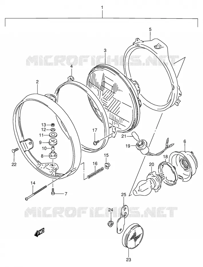 PHARE (MODELE L/M/N EXCEPTE E1,E2) Suzuki MOTO 800 VX 1996  VX800UT(E4)
