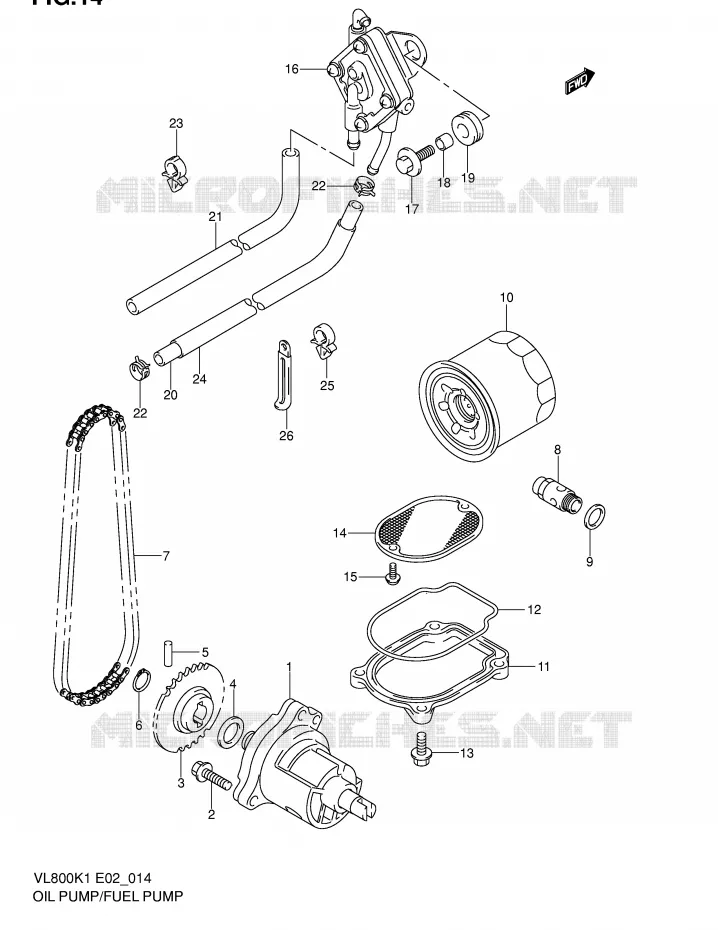 POMPE A HUILE - POMPE A ESSENCE (MODELE K1/K2/K3/K4) Suzuki MOTO 800 VOLUSIA 2003  VL800ZK3(E2)