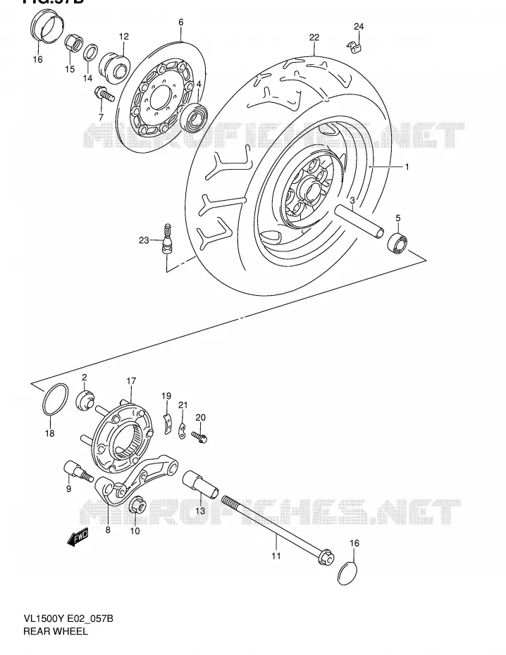 ROUE ARRIERE (MODELE K2/K3/K4) Suzuki MOTO 1500 INTRUDER 1999  VL1500X(E2)