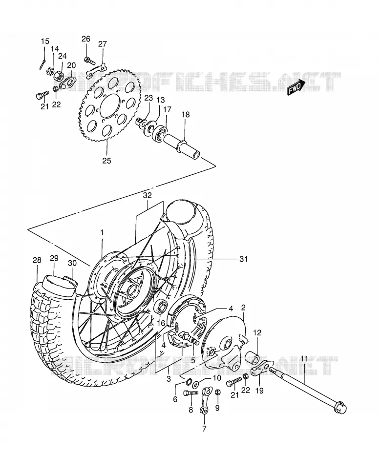 ROUE ARRIERE Suzuki MOTO 185 TS-ER 1998  TS185ERW(E1)