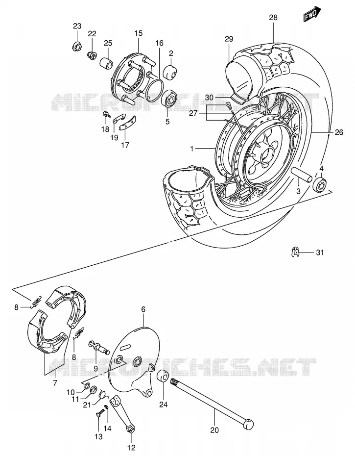 ROUE ARRIERE Suzuki MOTO 800 INTRUDER 1992  VS800GLN(E28)