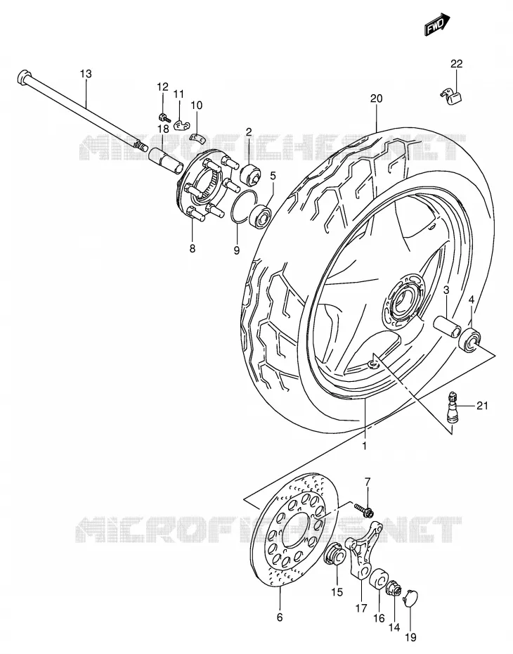 ROUE ARRIERE Suzuki MOTO 800 VX 1993  VX800P(E4)