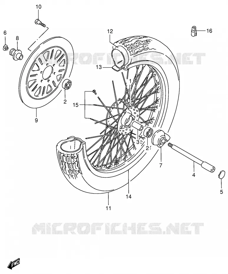 ROUE AVANT (MODELE W/X) Suzuki MOTO 800 INTRUDER 2000  VS800GLY(E2)