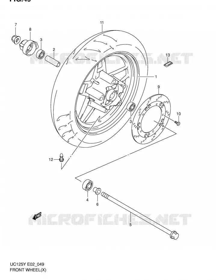 ROUE AVANT (MODELE X) Suzuki SCOOTER 125 EPICURO 2000  UC125UY(E2)