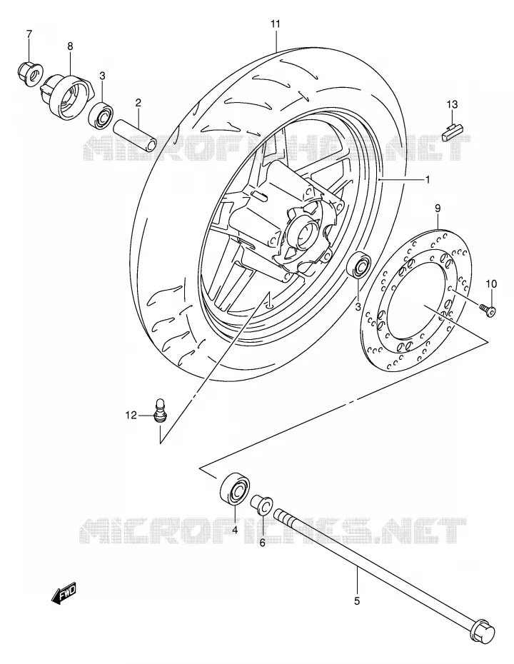 ROUE AVANT (MODELE Y/K1) Suzuki SCOOTER 150 EPICURO 2000  UC150Y(E34)