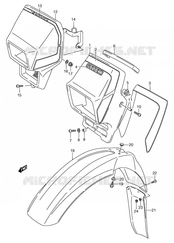 SUPPORT - CARENAGES DE PHARE (MODELE K) Suzuki MOTO 125 TS-R 1992  TS125RN(E2)