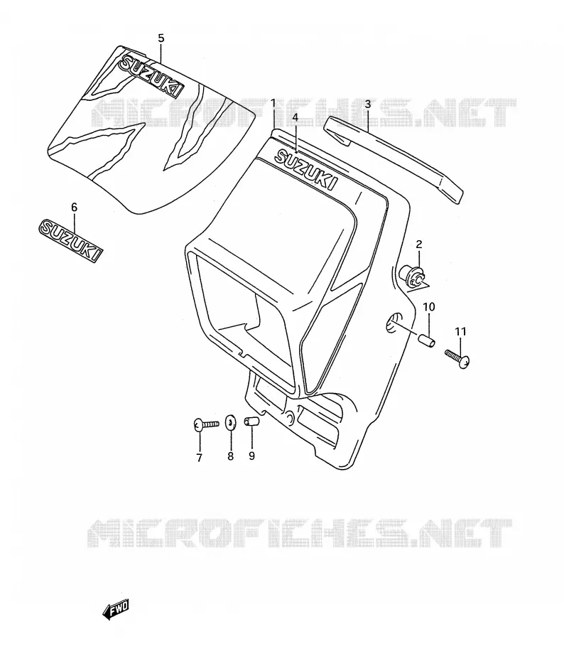 SUPPORT - CARENAGES DE PHARE Suzuki MOTO 200 TS-R 1991  TS200RM(E28)