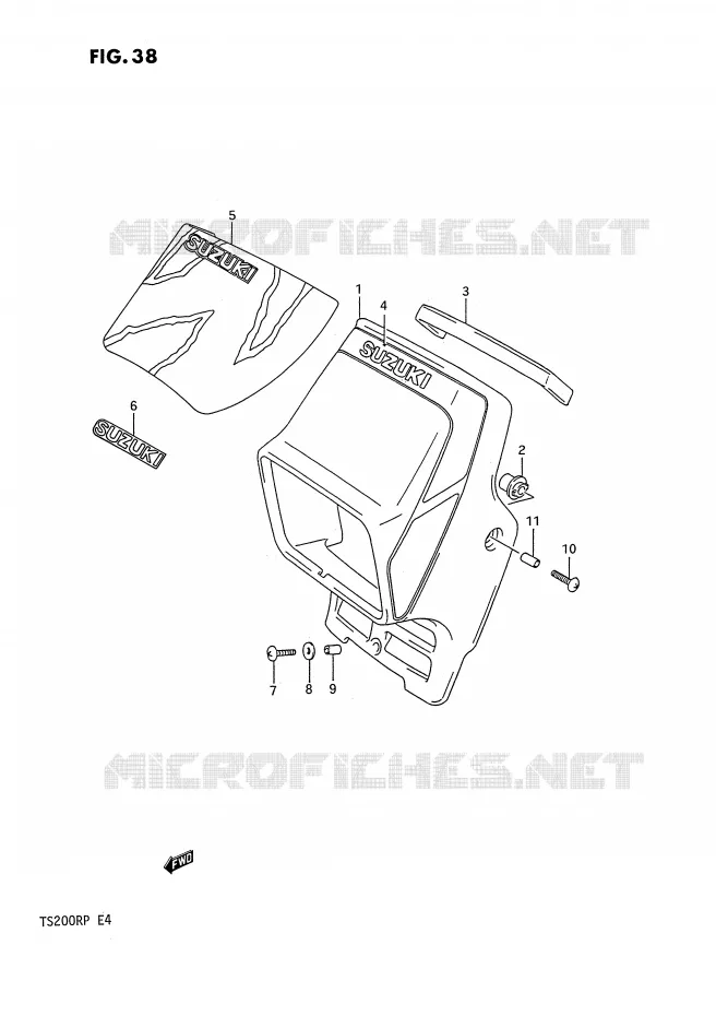 SUPPORT - CARENAGES DE PHARE Suzuki MOTO 200 TS-R 1991  TS200RM(E4)