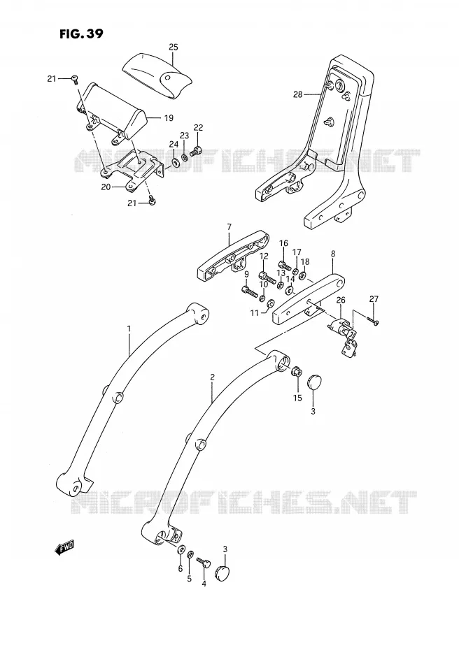 SUPPORT DOSSERET (MODELE H/J/K/L/M/N/P/R E22) Suzuki MOTO 1400 INTRUDER 1992  VS1400GLPN(E2)