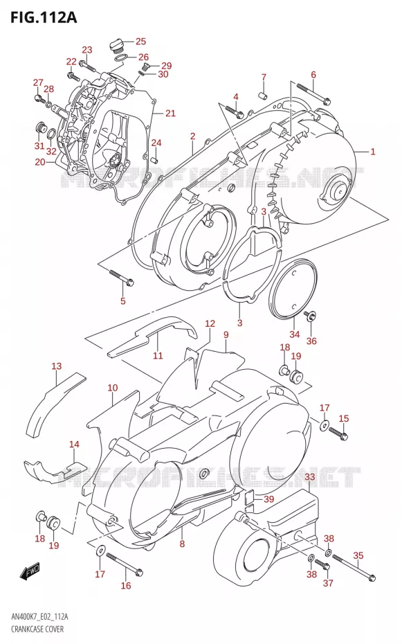COUVERCLES DE CARTERS (K7,K8) Suzuki SCOOTER 400 BURGMAN 2007  AN400K7(E2)