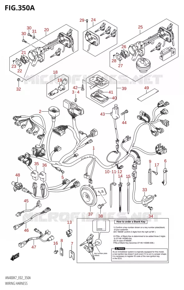 FAISCEAU ELECTRIQUE (AN400,AN400Z) Suzuki SCOOTER 400 BURGMAN 2007  AN400K7(E2)