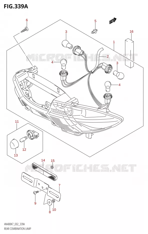 FEU ARRIERE Suzuki SCOOTER 400 BURGMAN 2007  AN400K7(E2)