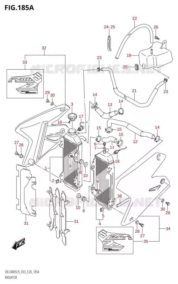 RADIATEUR Suzuki MOTO 400 DR-Z 2019  DR-Z400S L9 (E28)