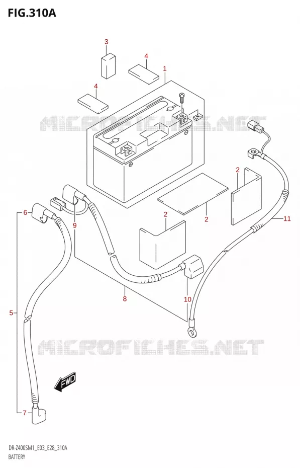 BATTERIE Suzuki MOTO 400 DR-Z 2021  DR-Z400S 2021 M1 (E28)