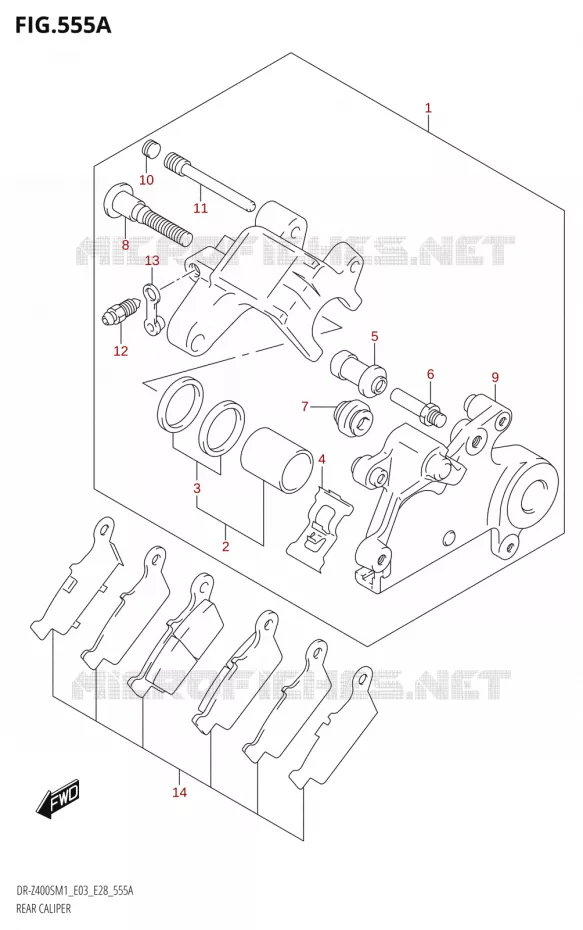 ETRIER DE FREIN ARRIERE (DR-Z400S) Suzuki MOTO 400 DR-Z 2021  DR-Z400S 2021 M1 (E28)