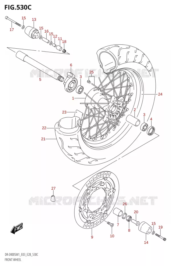 ROUE AVANT (DR-Z400SM) Suzuki MOTO 400 DR-Z 2021  DR-Z400S 2021 M1 (E28)
