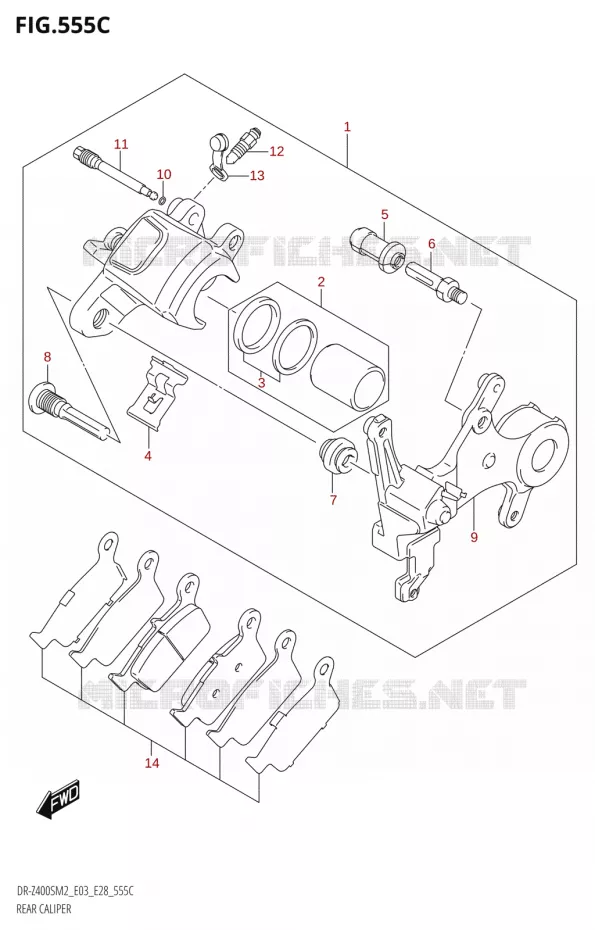 ETRIER DE FREIN ARRIERE (DR-Z400SM) Suzuki MOTO 400 DR-Z 2022  DR-Z400S 2022 M2 (E28)