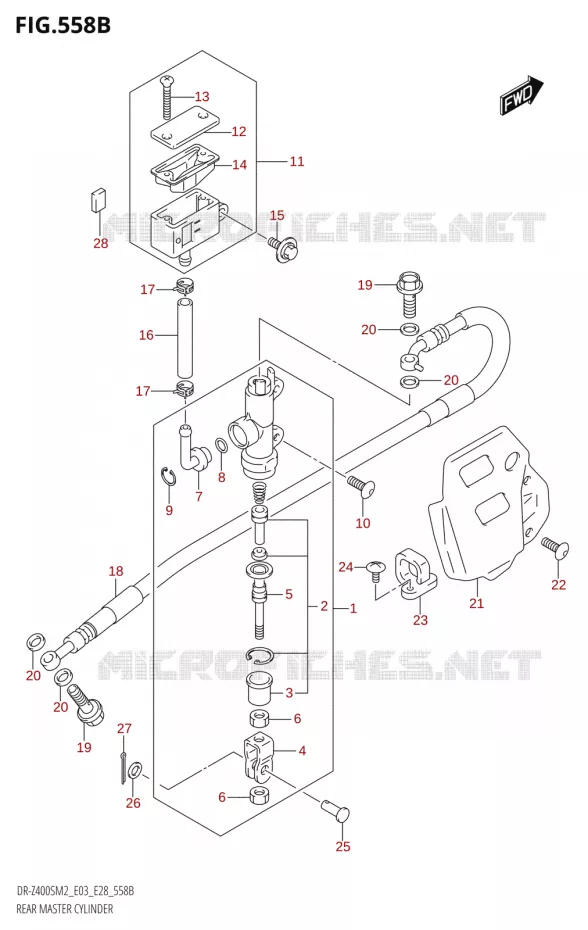 MAITRE CYLINDRE DE FREIN ARRIERE (DR-Z400SM) Suzuki MOTO 400 DR-Z 2022  DR-Z400S 2022 M2 (E28)
