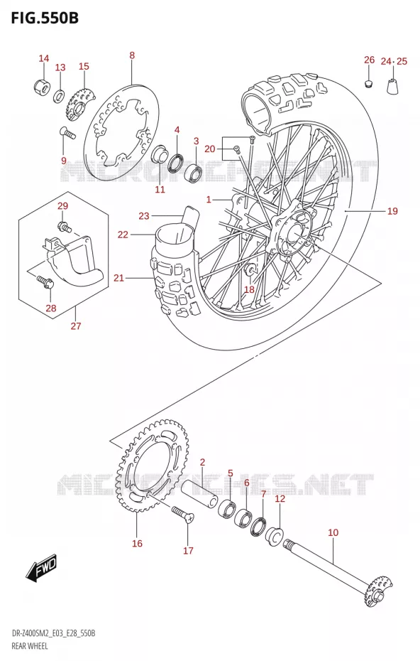 ROUE ARRIERE (DR-Z400S) Suzuki MOTO 400 DR-Z 2022  DR-Z400S 2022 M2 (E28)