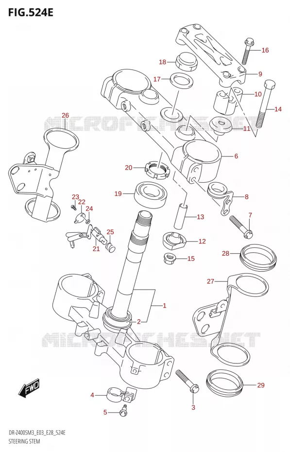 COLONNE DE DIRECTION (DR-Z400SM:M3:E28) Suzuki MOTO 400 DR-Z 2023  DR-Z400SM3 E28 2023 M3
