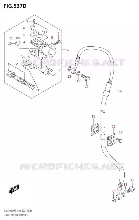 MAITRE CYLINDRE AVANT (DR-Z400SM:M3:E03) Suzuki MOTO 400 DR-Z 2023  DR-Z400SM3 E28 2023 M3