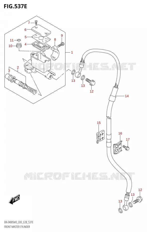 MAITRE CYLINDRE AVANT (DR-Z400SM:M3:E28) Suzuki MOTO 400 DR-Z 2023  DR-Z400SM3 E28 2023 M3