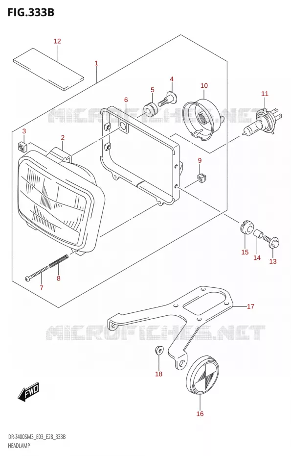 PHARE (DR-Z400S:M3:E28) Suzuki MOTO 400 DR-Z 2023  DR-Z400SM3 E28 2023 M3