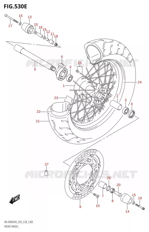 ROUE AVANT (DR-Z400SM:M3:E28) Suzuki MOTO 400 DR-Z 2023  DR-Z400SM3 E28 2023 M3